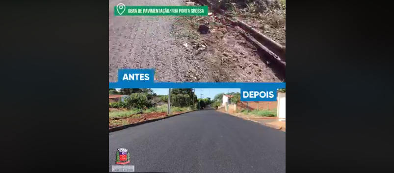 Antes vs depois das obras de pavimentação no Residencial Borin